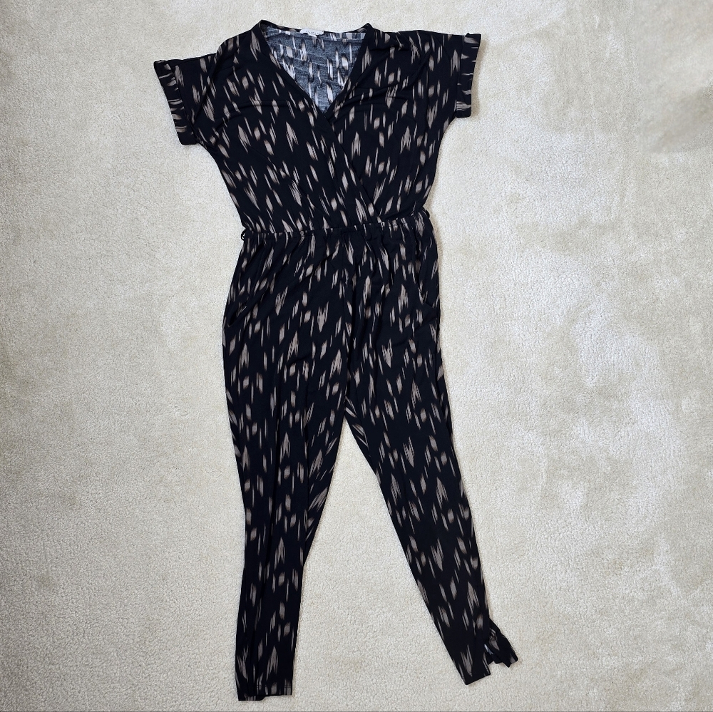 Allison Joy Black and Tan Patterned Jumpsuit